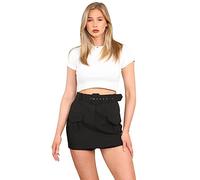 YAHOMI® Women’s Cargo Skorts High Waisted Double Side Pockets Elegant Belted Design-Stylish Summer Shorts- Outdoor Shorts- UK Size S-2XL (as8, Alpha, s, Regular, Regular, Black)