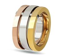 YAHOYA 3 Pieces Rose Gold Color Silver Color Titanium Steel Rings For Women Jewelry Anniversary Ring Set