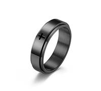 YAHOYA 6mm Golden silver black rotatable Stainless Steel Cross Ring Christian Jesus Christ Lord Prayer for Men and Women