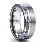 YAHOYA 8mm Natual Abalone Shell Tungsten Carbide Ring Silver Color Matte Surface Promise Jewelry Engagement Men Rings Anillos