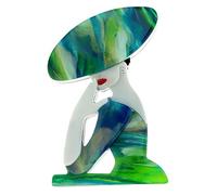 YAHOYA Acrylic Big Elegant Hat Lady Brooches for Women 2-color Modern Girl Figure Party Office Brooch Pin Gifts Vintage Accessories