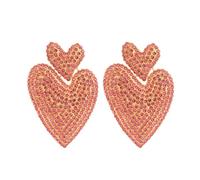 YAHOYA Big Double Heart Earrings For Women 9 Colors Statement Accessories Female Pendientes Luxury Korean Fashion Jewelry