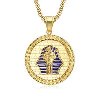 YAHOYA Classic Ancient Egypt Pharaoh Tutankhamun Mask Medal Pendant Necklace Men's Amulet Jewelry Accessories