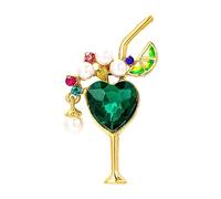 YAHOYA Classic Elegant Pearl Crystal Cocktail Brooches Niche Design Corsage Suit Lapel Pin Creative Goblet Brooch Jewelry Female Badges