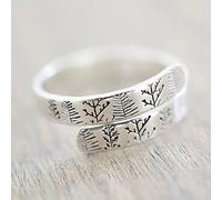 YAHOYA Female Plated Silver Color Hand-brushed Winding Ring Mountain Forest Dandelion Ring For Women