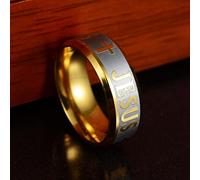 YAHOYA Large size 8mm Titanium Steel Gold Color Jesus Cross Letter Bible Wedding Band Ring Men Women Jewelry