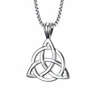 YAHOYA Lucky Triquetra Knot Charm Pendant Necklace Stainless Steel Irish Jewelry for Men Unisex