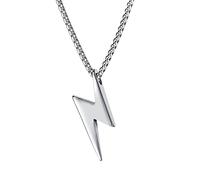 YAHOYA Men Lightning Pendant Necklace Stainless Steel Bolt Thunder Flash Charm Male Jewelry