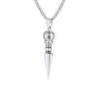 YAHOYA Men Stainless Steel Pendant Necklace Tibetan Buddhism Vajrayana Buddhist Vajra Dorje Dagger Amulet Protection