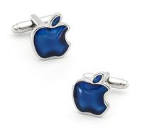 YAHOYA Men's Apple Cufflinks Quality Brass Material Blue Color Fruit Design Cuff Links