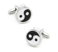 YAHOYA Men's Designer Cuff Links Black Color Quality Brass Material Tai Chi Design Cufflinks