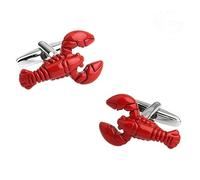 YAHOYA Men's Lobster Cuff Links Quality Copper Material Red Color Seafood Design Cufflinks