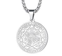 YAHOYA Mens Necklace Seal of Seven Archangels Stainless Steel Angelic Magick Board Pendant Men Jewelry