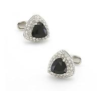 YAHOYA Men's Red Cufflinks Quality Brass Material Crystal Triangle Design Cuff Links