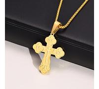 YAHOYA Orthodox Crucifix Cross Necklaces for Men Jewelry, Russian Eastern St. Nicholas Pendant Religious Prayer Gifts