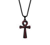 YAHOYA Stainless Steel Punk Baseball Cross Pendant Egypt Ankh Crux Ansata Cross Necklace Men's Christian Amulet Jewelry