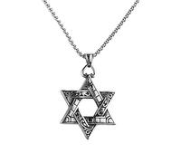 YAHOYA Stainless Steel Star of David Pendant Hexagonal Star Judaism Symbol Necklace Personality Men's Shield of David Amulet Jewelry