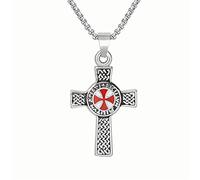 YAHOYA Templar Cross Pendant Necklace Men's Boys Cool Retro Crusader Paladin Jewelry