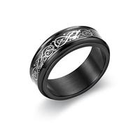 YAHOYA Titanium Stainless Steel Rotatable Rings Dragon Pattern Fish Bone Men Rings Women Jewelry For Party Gift