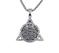 YAHOYA Viking Witch Celtic Knot Pendant Necklace Stainless Steel Men Gothic Necklace Protection Amulet Jewelry