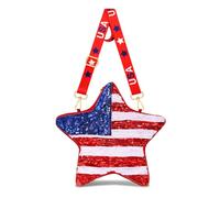 YAHPERN 4th of July Purse for Women Beaded Crossbody Purse American Flag Star Patriotic Shoulder Bag 4th of July Outfits Gift, White, Style a
