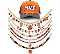 YAHPERN 6Pcs Basketball Trucker Hat Chains for Women Men Clay Beaded Basketball Charm Hats Chains Bill Decoration Detachable DIY Chains Hat Jewelry Accessories (Style A)