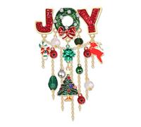 YAHPERN Christmas Brooch Pins for Women Xmas Tree Bow Snowflake Reindeer JOY Brooches Christmas Jewelry Accessories Winter Holiday Outfits Party Favors Gifts, Plastic, no gemstone