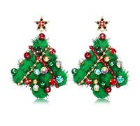 YAHPERN Christmas Earrings for Women Holiday Earrings Beaded Xmas Tree Dangle Earrings Christmas Party Earrings Festive Holiday Jewelry Gifts, L, Zinc Bead, Rhinestone