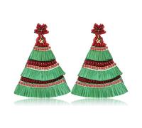YAHPERN Christmas Earrings for Women Holiday Earrings Beaded Xmas Tree Dangle Earrings Christmas Party Earrings Festive Holiday Jewelry Gifts, L, Zinc Bead, Rhinestone