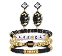 YAHPERN Game Day Bracelets for Women Beaded Football Bracelets Stackable Ball Bead Heishi Stretch Bracelets Game Day Outfits Accessories Sport Team Spirit Bracelets Football Jewelry Party Gifts, L, no
