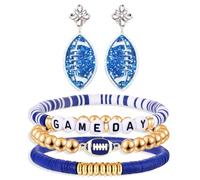 YAHPERN Game Day Bracelets for Women Beaded Football Bracelets Stackable Ball Bead Heishi Stretch Bracelets Game Day Outfits Accessories Sport Team Spirit Bracelets Football Jewelry Party Gifts, L