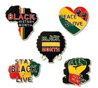 YAHPERN Juneteenth Brooches for Black Women Men African Lapel Pins Enamel 1865 Africa Map Power Fist Black QUEEN Brooch Pins African Juneteenth Accessories Jewelry Gifts, Zinc, no gemstone