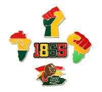 YAHPERN Juneteenth Brooches for Black Women Men African Lapel Pins Enamel 1865 Africa Map Power Fist Black QUEEN Brooch Pins African Juneteenth Accessories Jewelry Gifts, Zinc, no gemstone