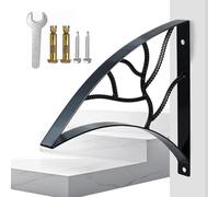 Yahpetes Hand Rails 1-2 Steps Porch Handrails Wrought Iron Handrail Grab Rail Single Post Railing 18.1"X16.1" Black Stair Railing Bracket Metal Art Wall Mount Rail for Outdoor Step