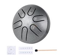 Yahpetes Steel Drums 3 Inch 6 Note Steel Tongue Drum Worry-free Drum Musical Instruments Hand Drums with Handpan Drum with 1 Pair Mallets and Storage Drum Bag Note Sticks (3"6 tone, Silver)