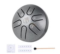 Yahpetes Steel Drums 3 Inch 6 Note Steel Tongue Drum Worry-free Drum Musical Instruments Hand Drums with Handpan Drum with 1 Pair Mallets and Storage Drum Bag Note Sticks (3"6 tone, Silver)