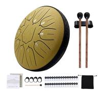 Yahpetes Steel Drums 6 Inch 11 Note Steel Tongue Drum Worry-free Drum Musical Instruments Hand Drums with Handpan Drum with 1 Pair Mallets and Storage Drum Bag Note Sticks (6"11 tone, Gold)