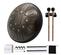 Yahpetes Steel Drums 6 Inch 11 Note Steel Tongue Drum Worry-free Drum Musical Instruments Hand Drums with Handpan Drum with 1 Pair Mallets and Storage Drum Bag Note Sticks (6"11 tone, Bronze)