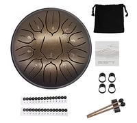 Yahpetes Steel Drums 6 Inch 11 Note Steel Tongue Drum Worry-free Drum Musical Instruments Hand Drums with Handpan Drum with 1 Pair Mallets and Storage Drum Bag Note Sticks (6"11 tone, Bronze)
