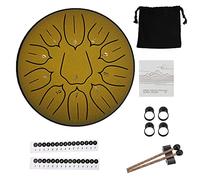 Yahpetes Steel Drums 6 Inch 11 Note Steel Tongue Drum Worry-free Drum Musical Instruments Hand Drums with Handpan Drum with 1 Pair Mallets and Storage Drum Bag Note Sticks (6"11 tone, Gold)