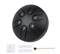 Yahpetes Steel Tongue Drum Musical Percussion Instrument Metal Rain Drum for Outside 3 Inch 6 Notes C-Key for Meditation Yoga Education Percussion with Bag, Music Book, Mallets (3"6 tone, Black)