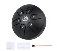 Yahpetes Steel Drums 3 Inch 6 Note Steel Tongue Drum Worry-free Drum Musical Instruments Hand Drums with Handpan Drum with 1 Pair Mallets and Storage Drum Bag Note Sticks (3"6 tone, Black)