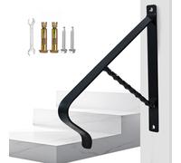 Yahpetes Wrought Iron Handrail, 16X17" Wall Mounted Grab Rail, Black, Load Capacity 50lbs, Powder Coated Finish