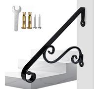 Yahpetes Wrought Iron Handrail Grab Rail Single Post Railing MFS25, Black, Powder Coated, Traditional Style, 16"X22.8", 50lbs Load Capacity