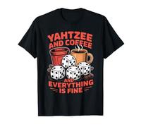 Yahtzee and Coffee Lover Game Night Dice Game Funny Yahtzee T-Shirt