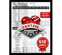 Yahtzee Score Sheets Book: Large Print 8.5"x11" Game Scorebook | Score Cards Pad | Perfect for Adults, Kids & Travel