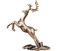 Yahu Lando Christmas Brass Deer Figurines,Pure Brass Leaping Sika Deer Statue, Perfect Christmas Decoration, Home Decorations