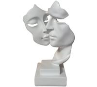 Yahu Lando Couples Kiss Sculpture,White Thinker Resin Statue Ornaments,Silence is Gold Abstract Art Figurine,Abstract Style Sculptures,Living Room Desk Decorations,Bookshelf Decorative Objects