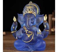 Yahu Lando Indian God Lord Ganesha Statue,Blue Lmitation Glass Hindu Elephant Statue Ganpati Idol Buddha Sculptures,Hindu Gift,Home Temple Mandir Meditation Yoga Room Decor 5.5"