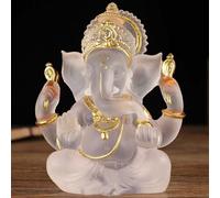 Yahu Lando Indian God Lord Ganesha Statue,Transparent Lmitation Glass Hindu Elephant Statue Ganpati Idol Buddha Sculptures,Hindu Gift,Home Temple Mandir Meditation Yoga Room Decor 5.5"